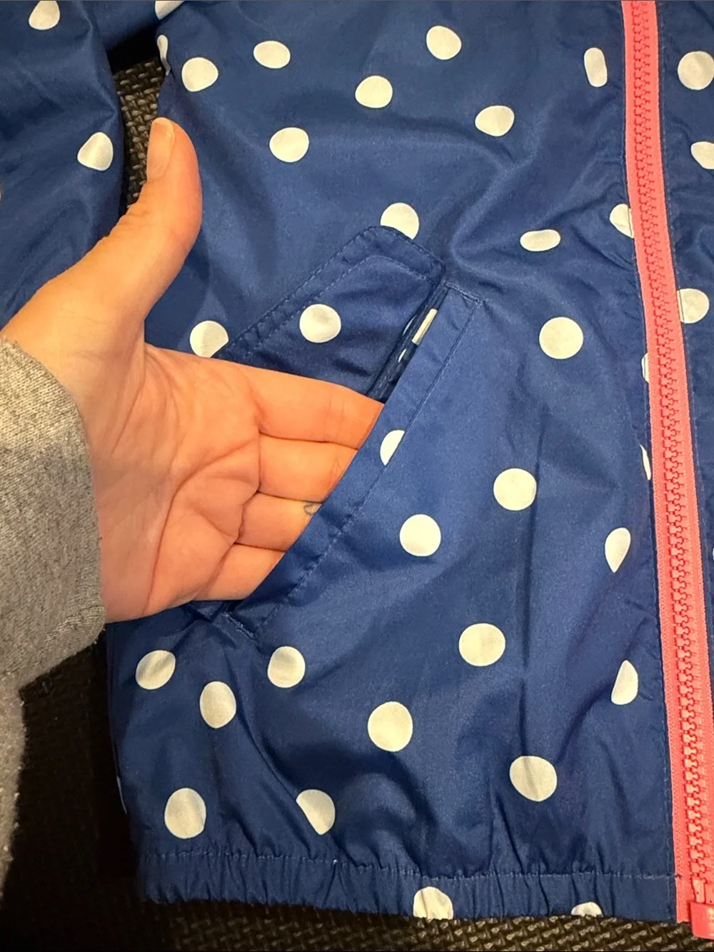 LIKE NEW Carter’s Blue White Polka Dot Rain Jacket / Coat Size 6 Girls